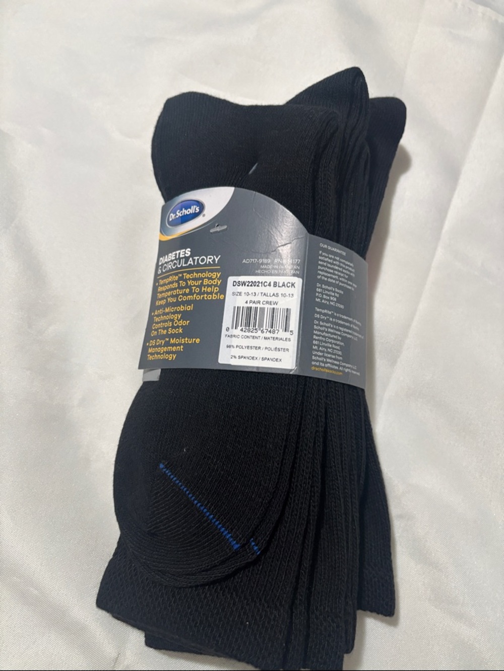 Dr. Scholl's Black Diabetic & Circulatory Crew Socks - Pack
